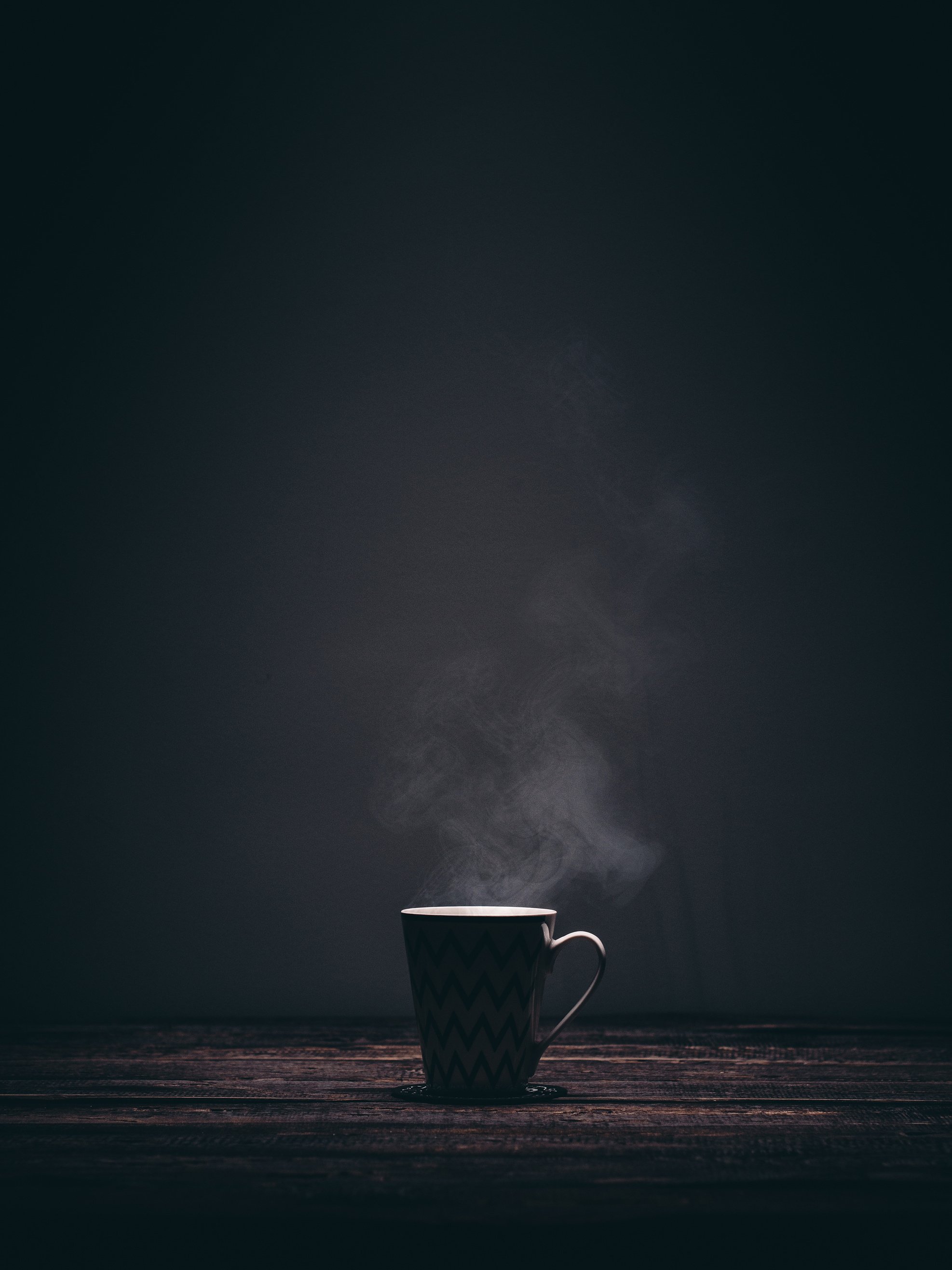 Hot Coffee in a Dark Background